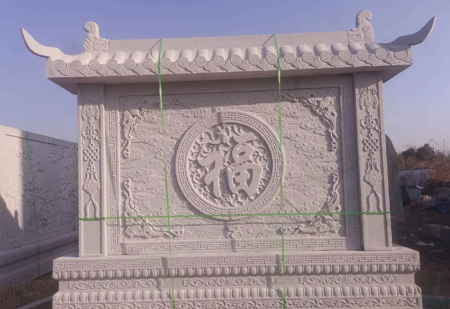 运城 芝麻白花岗岩屏风，照壁，影壁