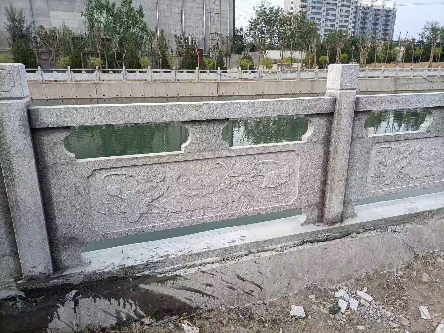 运城 芙蓉白大花桥梁、河道，石材栏杆、围栏、护栏